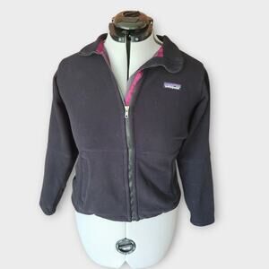 Patagonia Synchilla Jacket Women's XS Black Full-Zip Fleece Mock Neck *TinyHole*